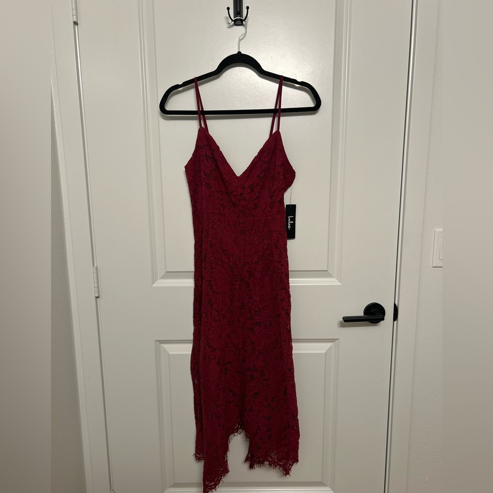 Lulu's Burgundy Lace Midi Dress